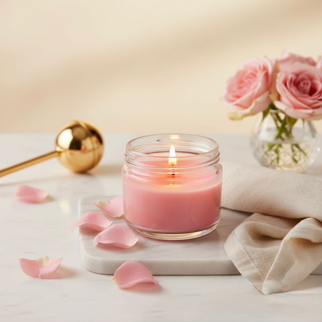 Gül Kokulu El Yapımı Mum | Cam Kavanoz Kokulu Mum – Dekoratif & Uzun Süreli